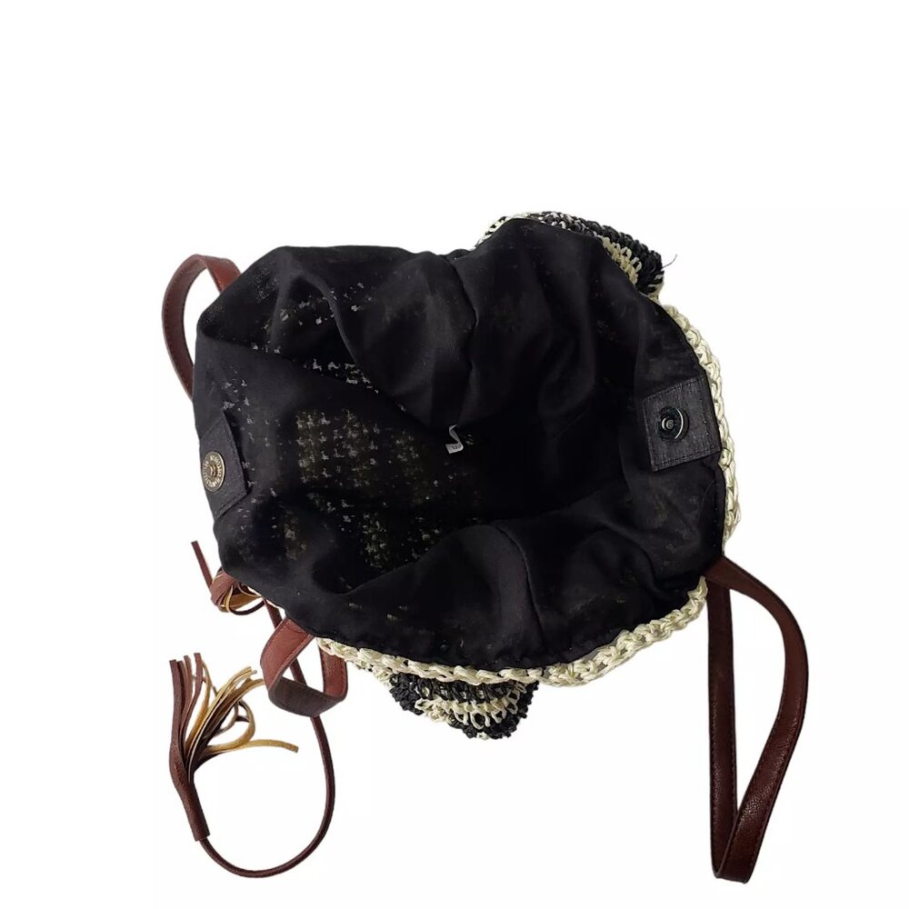 Nora Everyday Striped Drawstring 100% Paper Shoulder Bag Boho Beachy Summer - Picture 7 of 13